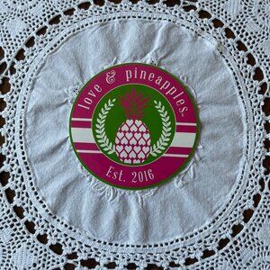 NEW Love & Pineapples hearts & pineapple pink, green & white decal sticker